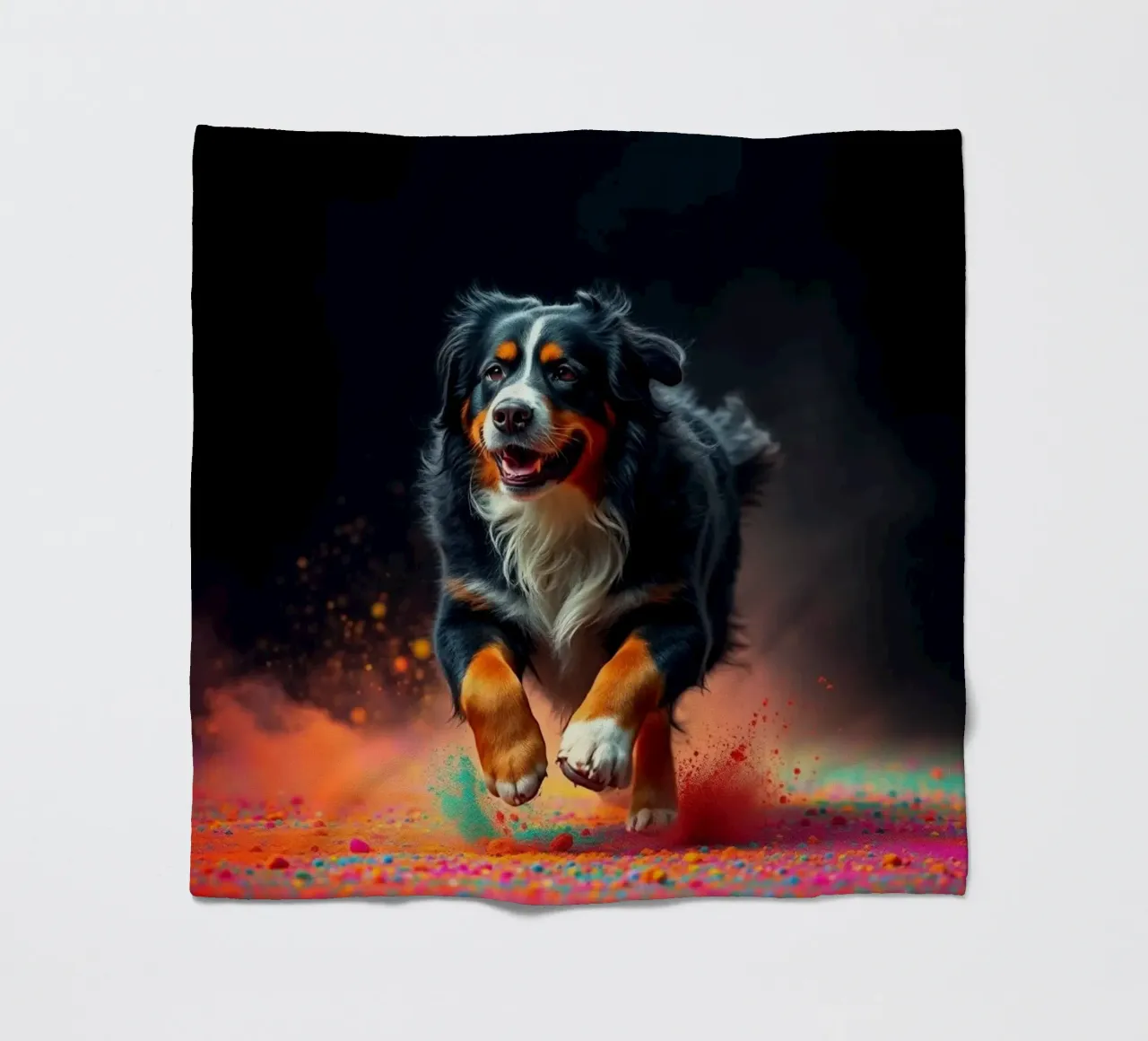 The colorful Bernese Mountain Dog #113 fleece blanket by Yumis.Beargang.and.Me