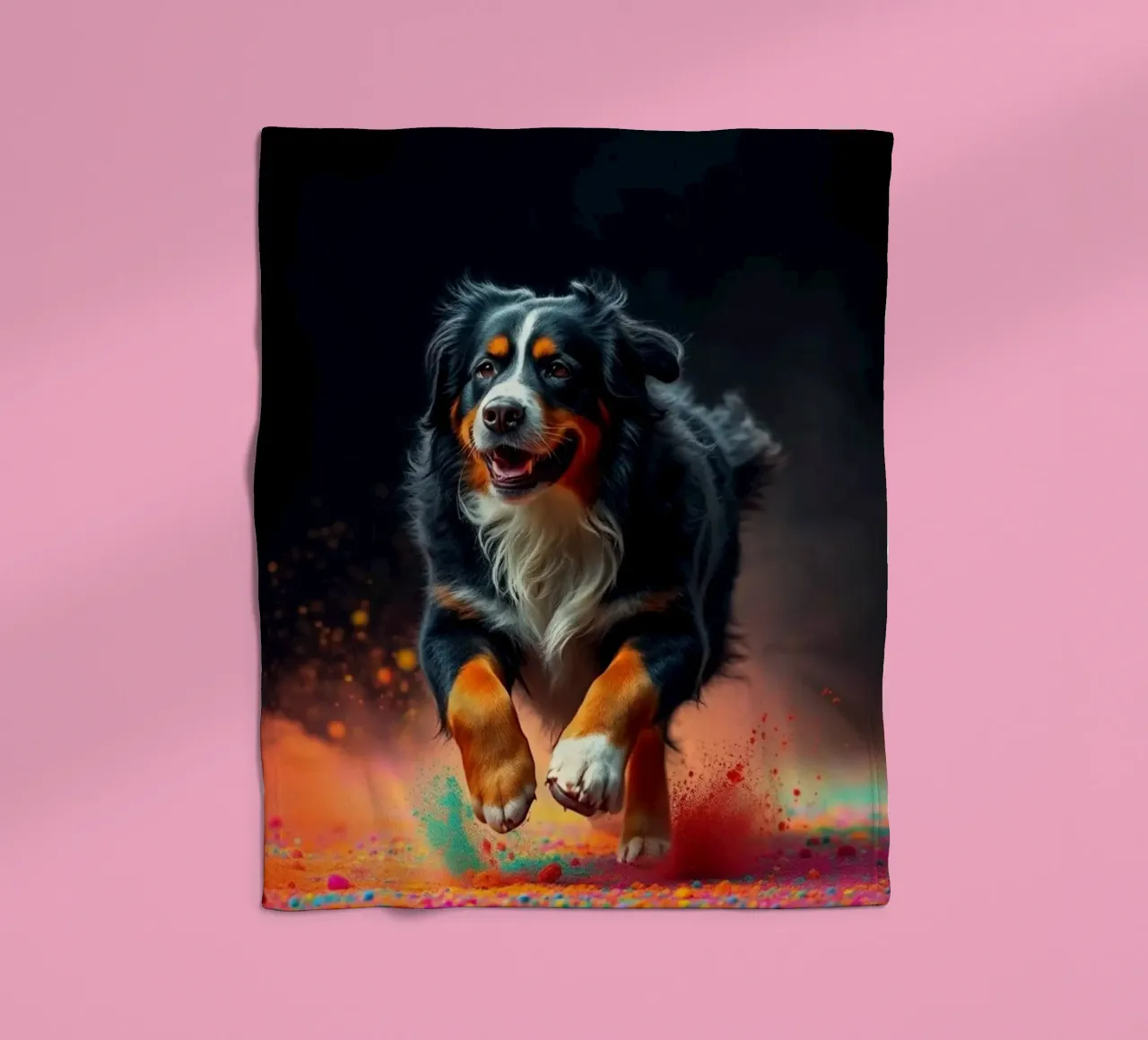 The colorful Bernese Mountain Dog #113 fleece blanket by Yumis.Beargang.and.Me