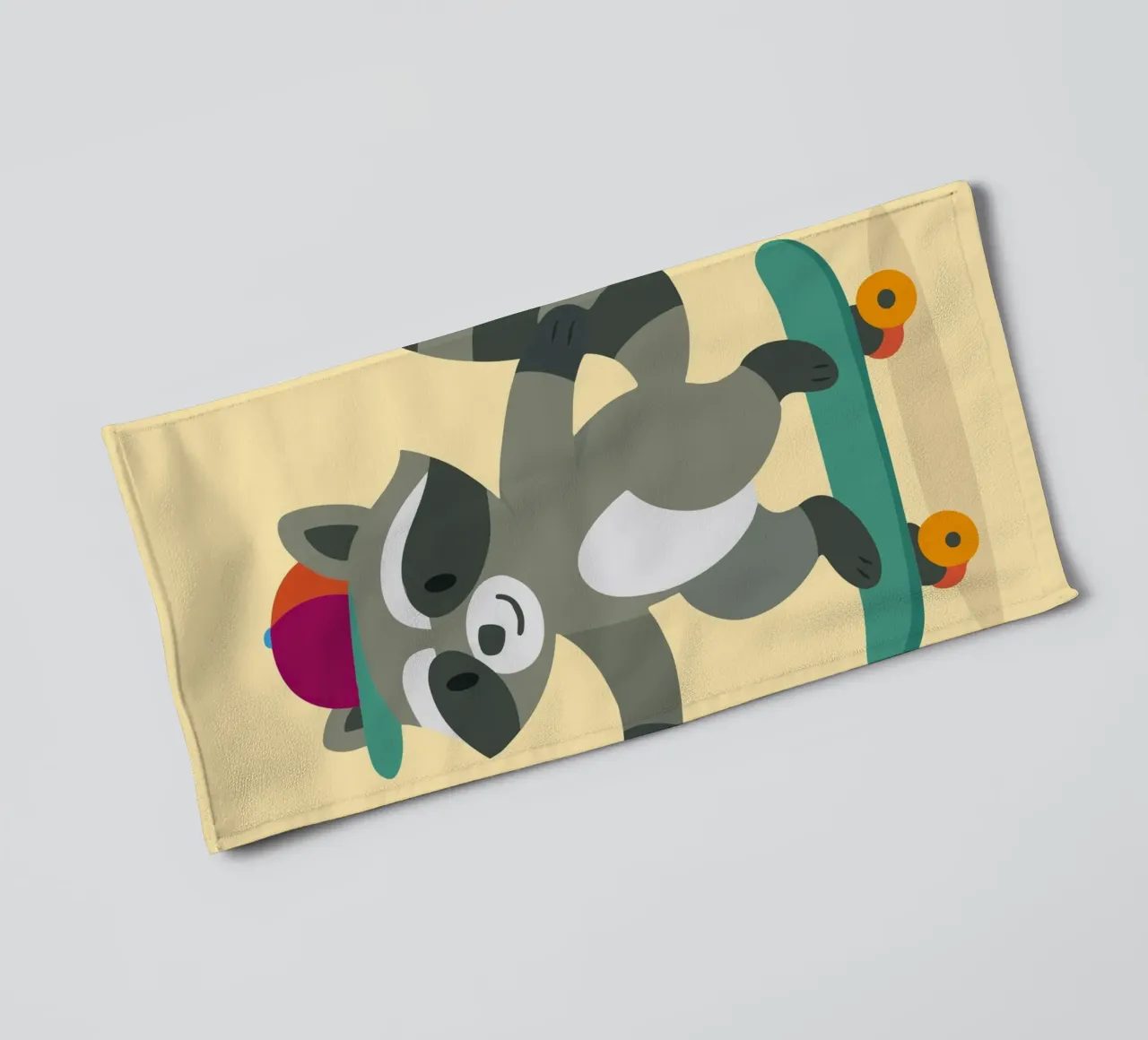 Procione da skateboard con berretto da baseball - Design cool per bambini asciugamano da bagno da namosh