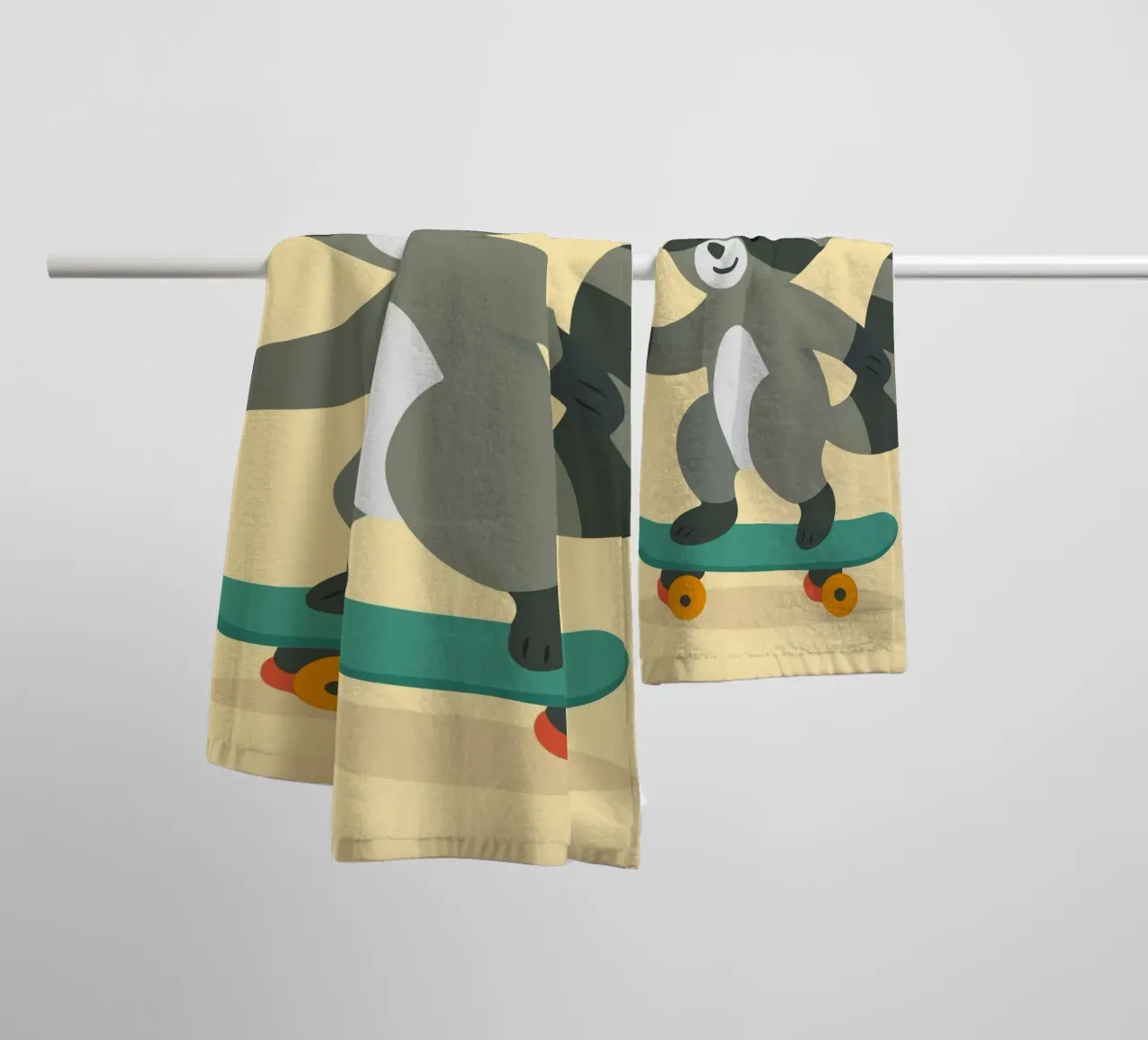Procione da skateboard con berretto da baseball - Design cool per bambini asciugamano da bagno da namosh