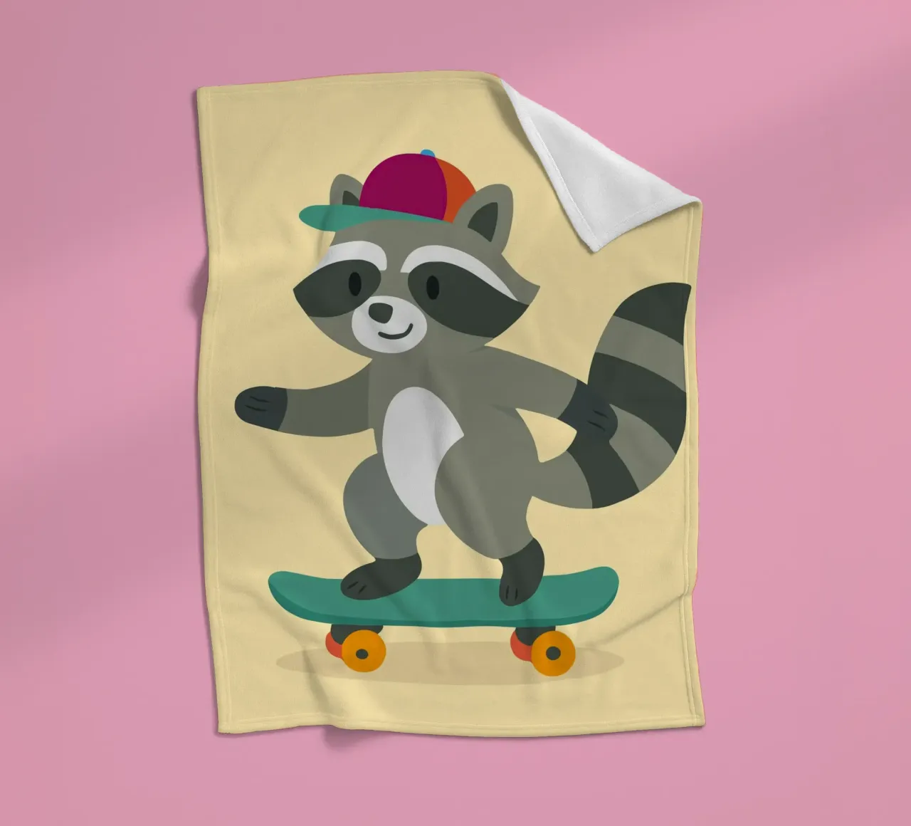 Procione da skateboard con berretto da baseball - Design cool per bambini coperta in pile da namosh