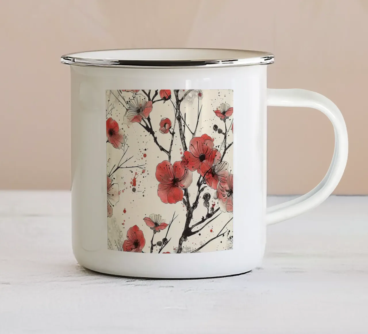 Sakura Serenity tazza in smalto da Botanical Pattern House