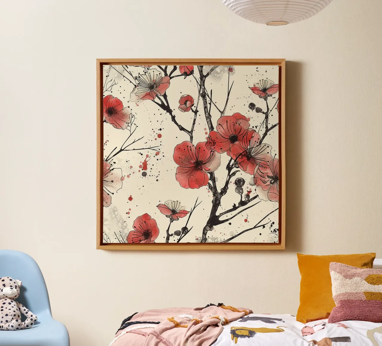 Sakura Serenity tela con Cornice a cassetta da Botanical Pattern House