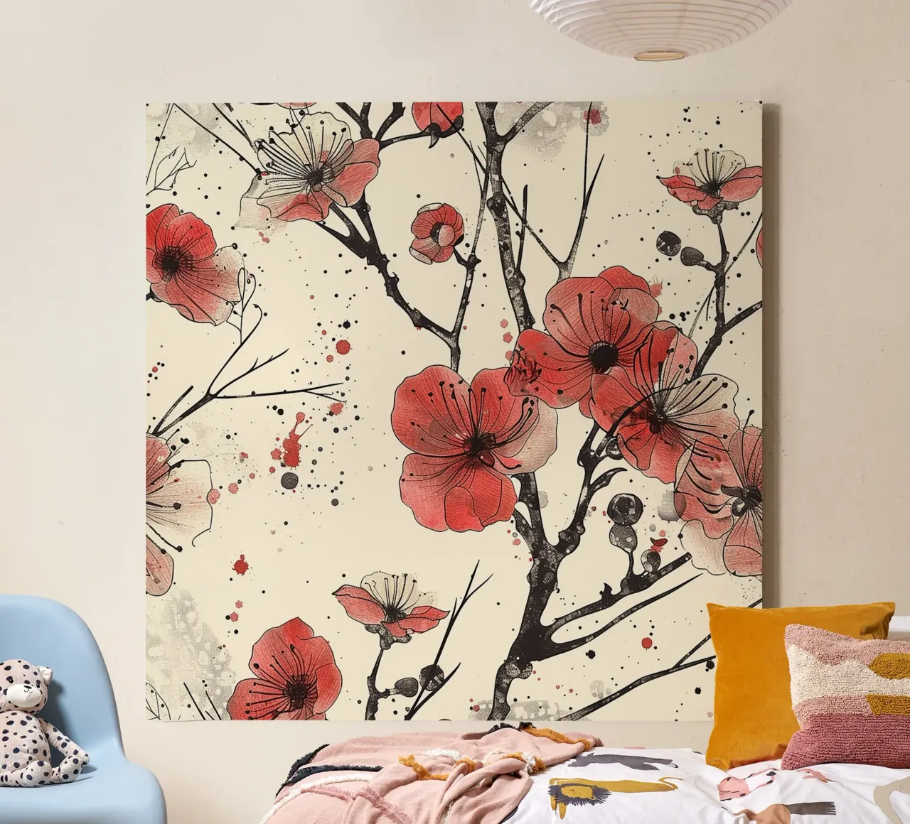 Sakura Serenity tela con Cornice a cassetta da Botanical Pattern House