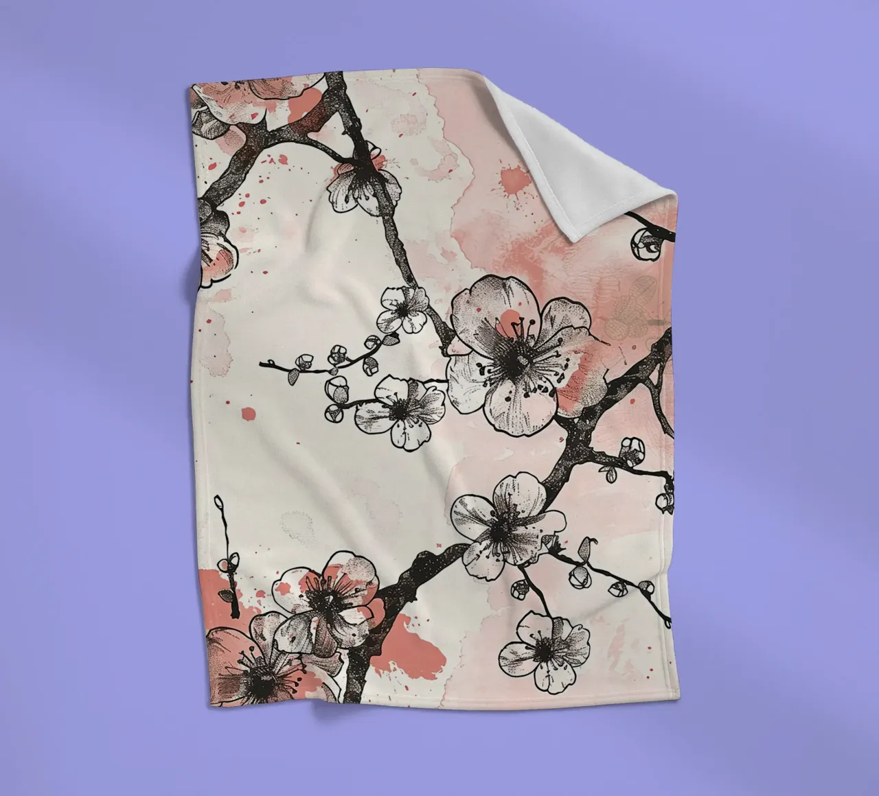Sakura Serenity coperta in pile da Botanical Pattern House