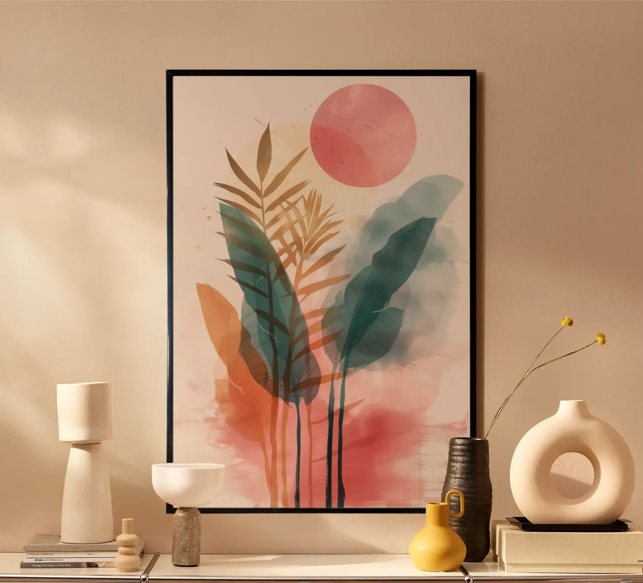 Bot astratto poster con telaio in legno da Imagine