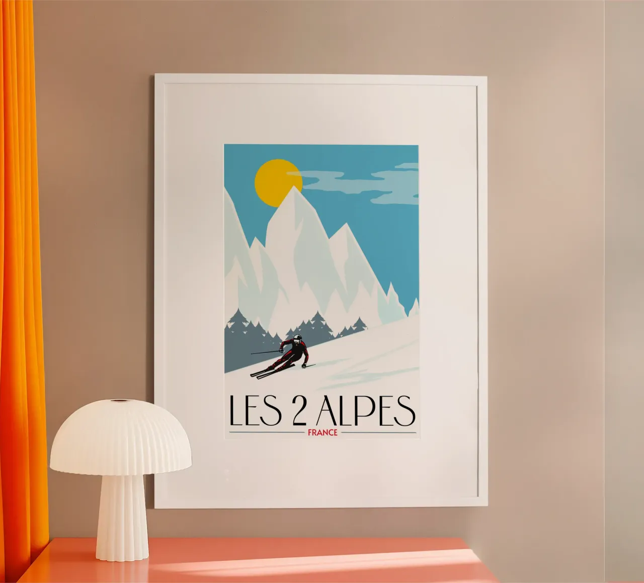 Les 2 Alpes Ski Poster | French Alps Winter Art carta hahnemühle da Une Affaire de Filles