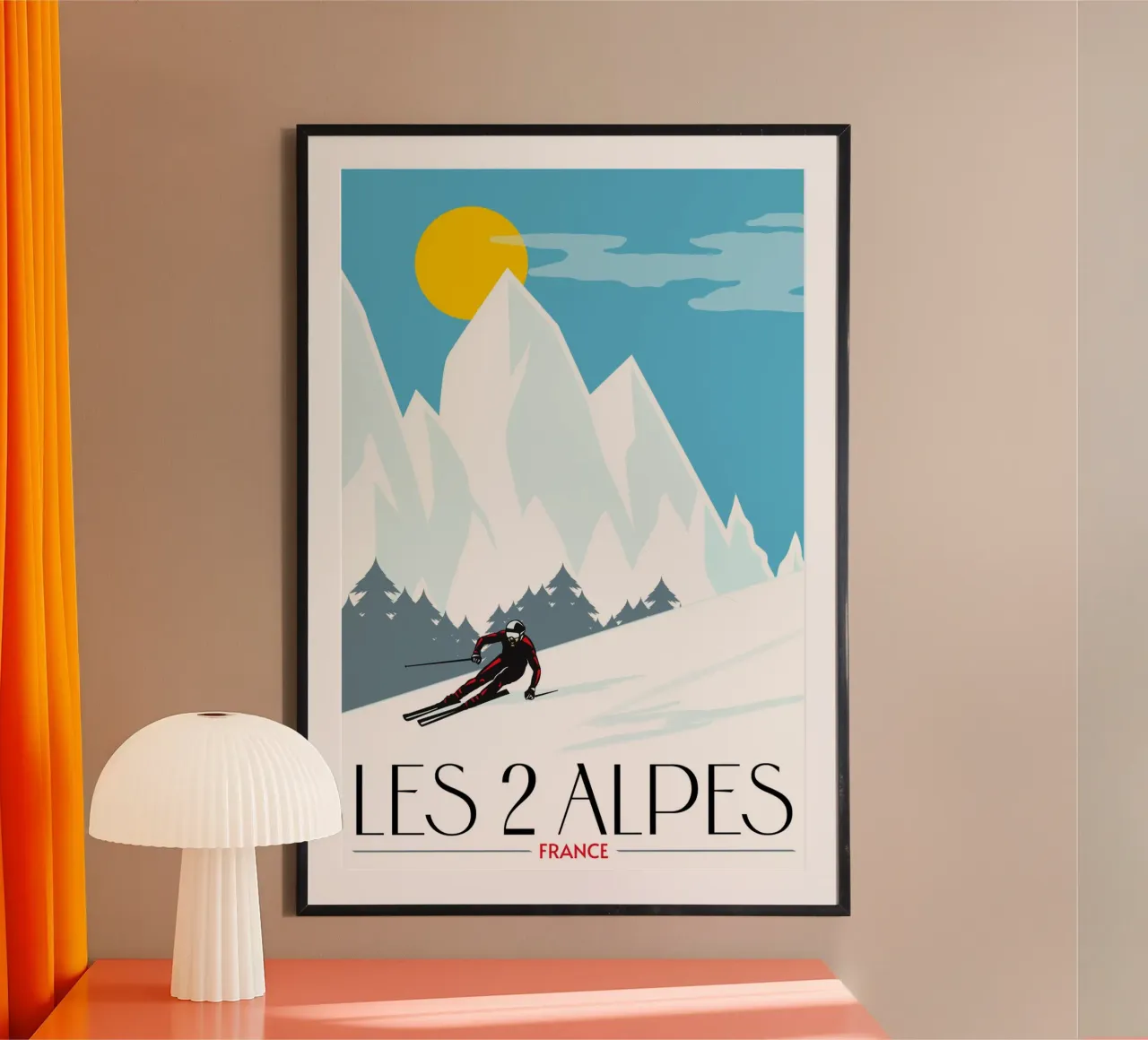 Les 2 Alpes Ski Poster | French Alps Winter Art carta hahnemühle da Une Affaire de Filles