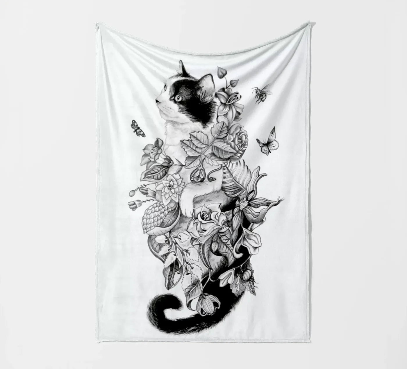 Botanical Cat Fleecedecke von Alejandra Sáenz