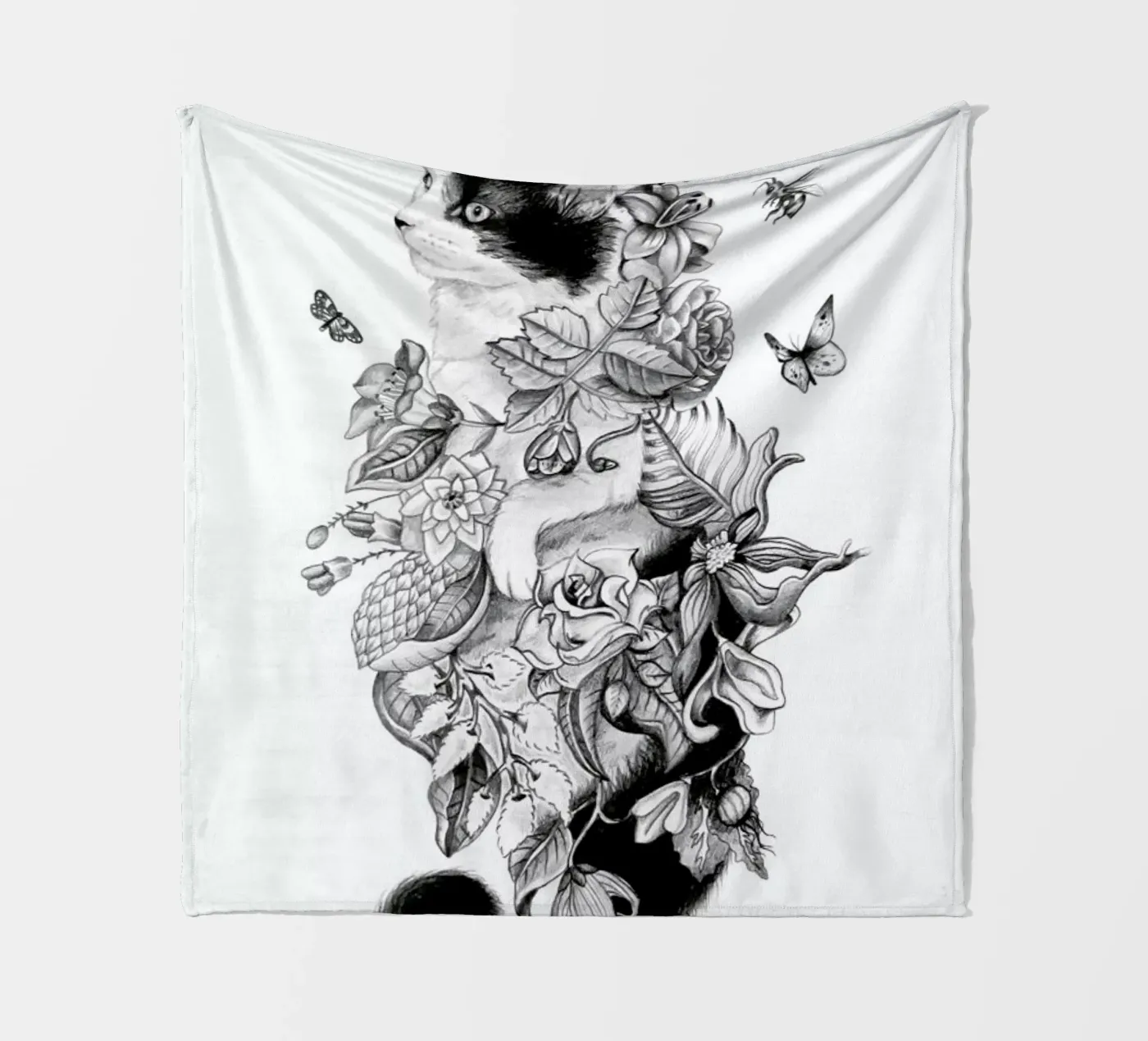 Botanical Cat Fleecedecke von Alejandra Sáenz