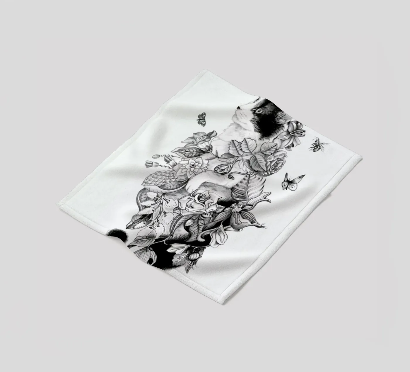 Botanical Cat Fleecedecke von Alejandra Sáenz