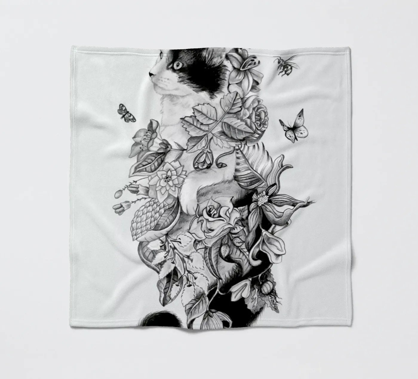Botanical Cat Fleecedecke von Alejandra Sáenz