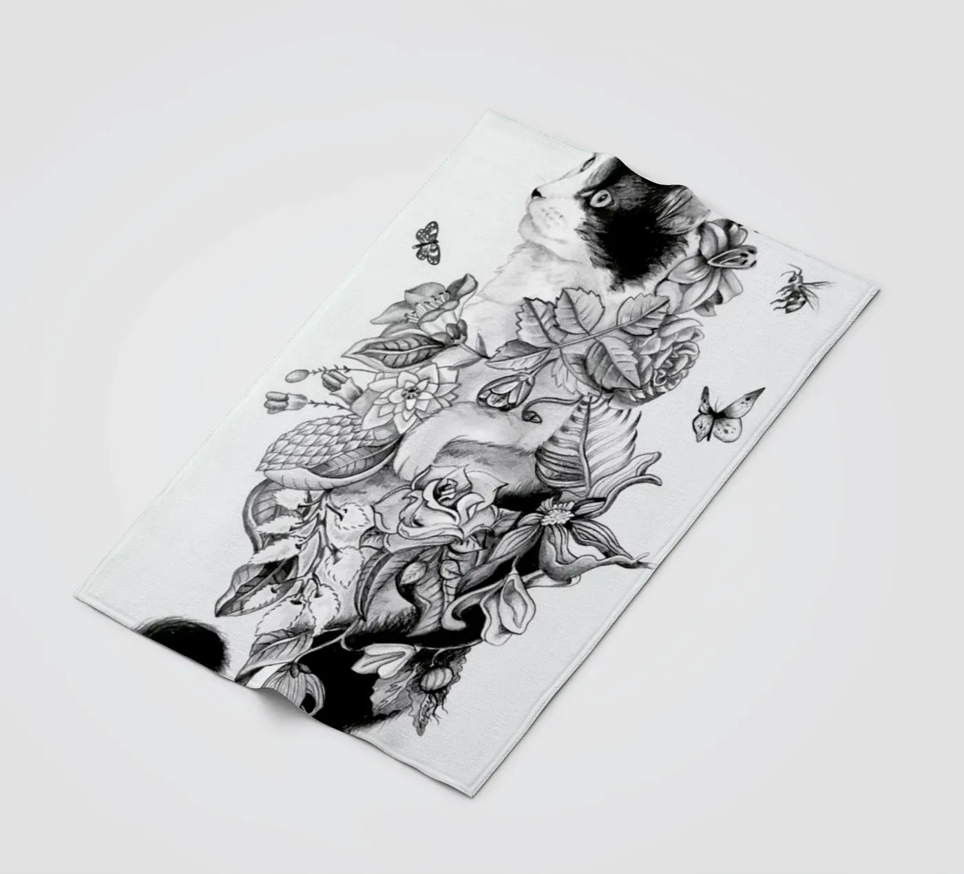 Botanical Cat Fleecedecke von Alejandra Sáenz