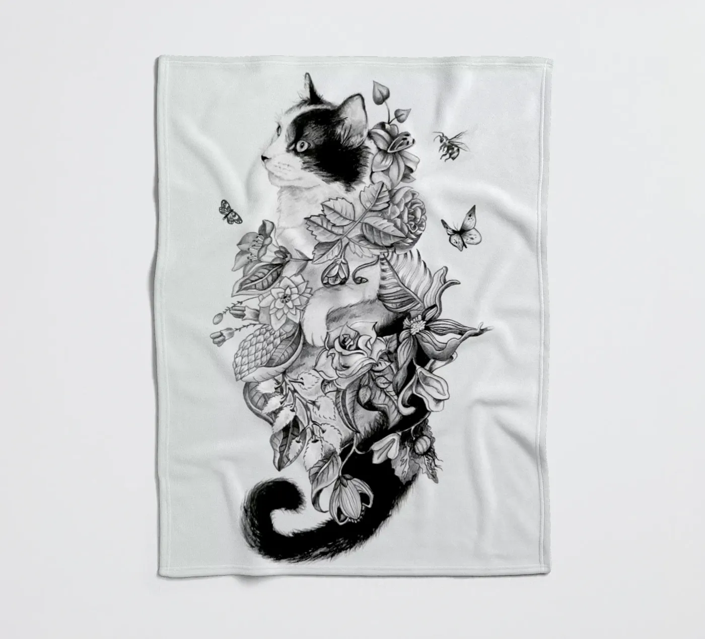 Botanical Cat Fleecedecke von Alejandra Sáenz