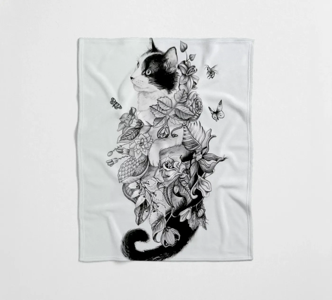 Botanical Cat Fleecedecke von Alejandra Sáenz