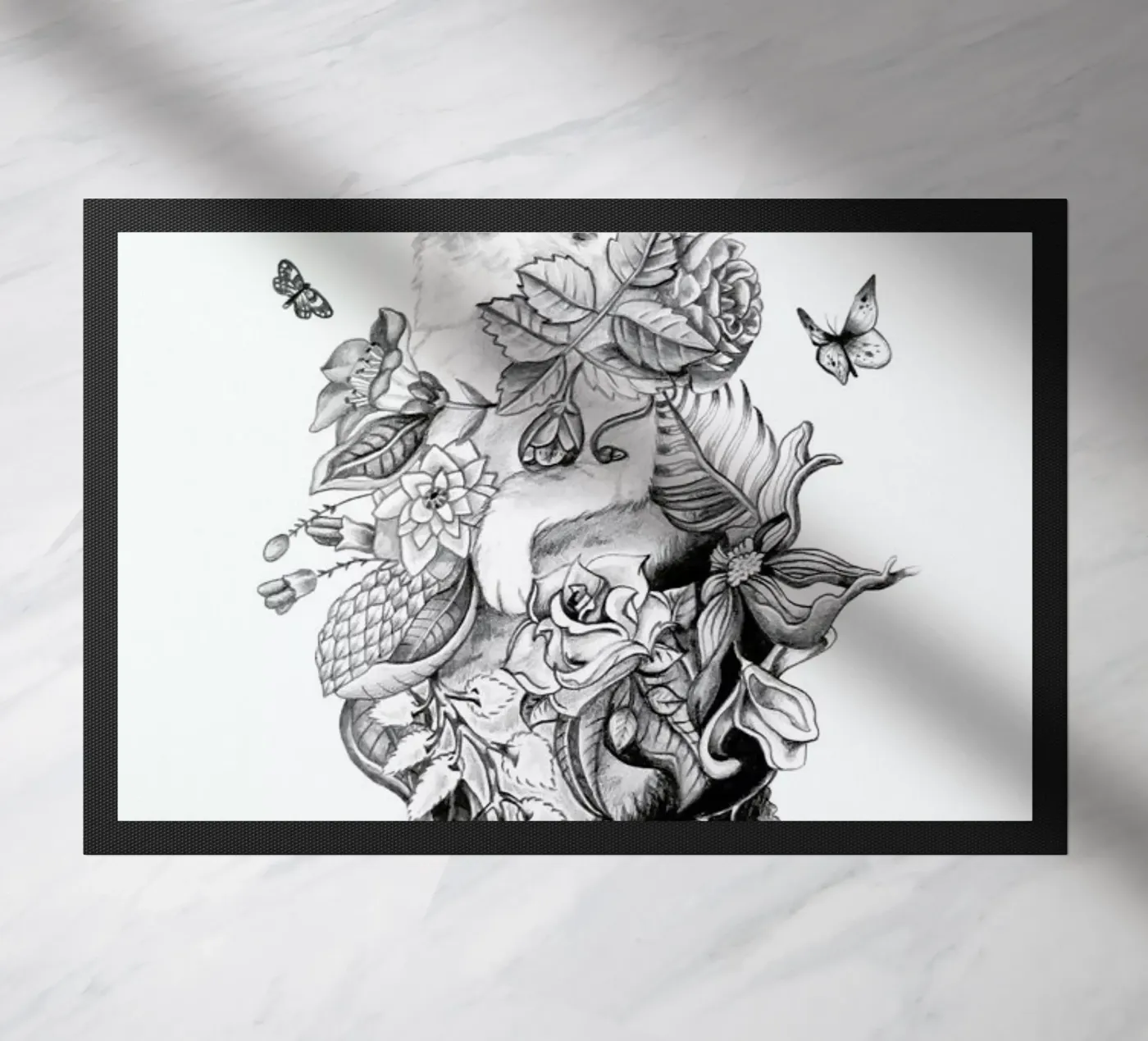 Botanical Cat Fußmatte von Alejandra Sáenz