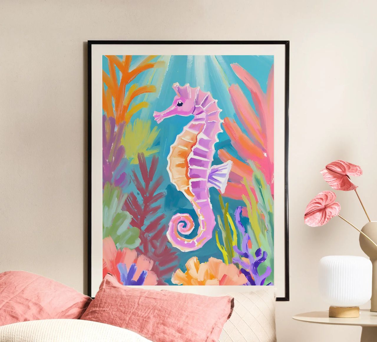 Seahorse Purple | Pastel Paradise poster by Trinkets NL Design Studio