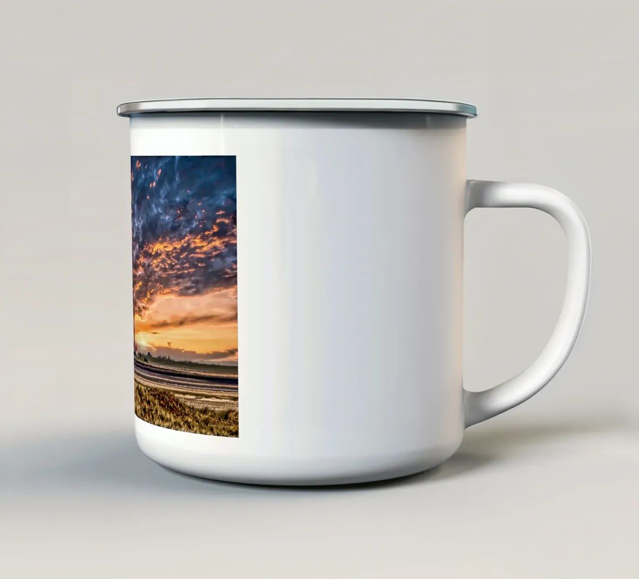 Leuchtturm und Dünen tazza in smalto da kosinsart.gallery