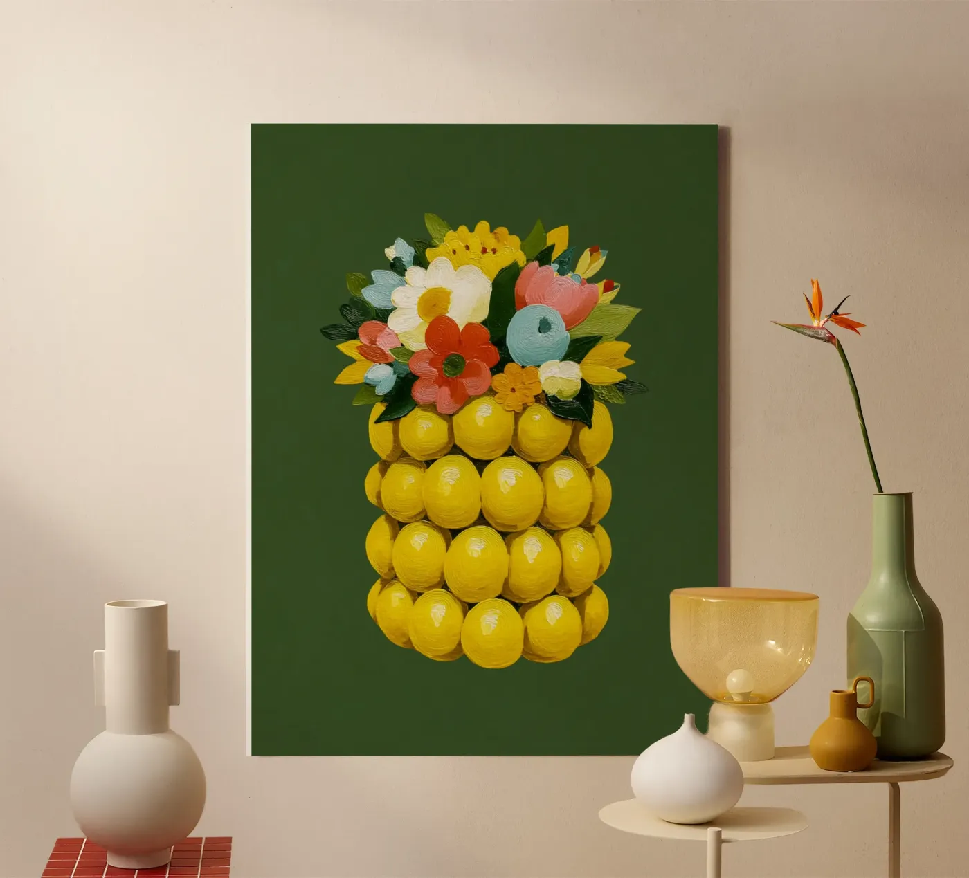 Zitronenvase Chic canvas by Carinaprint