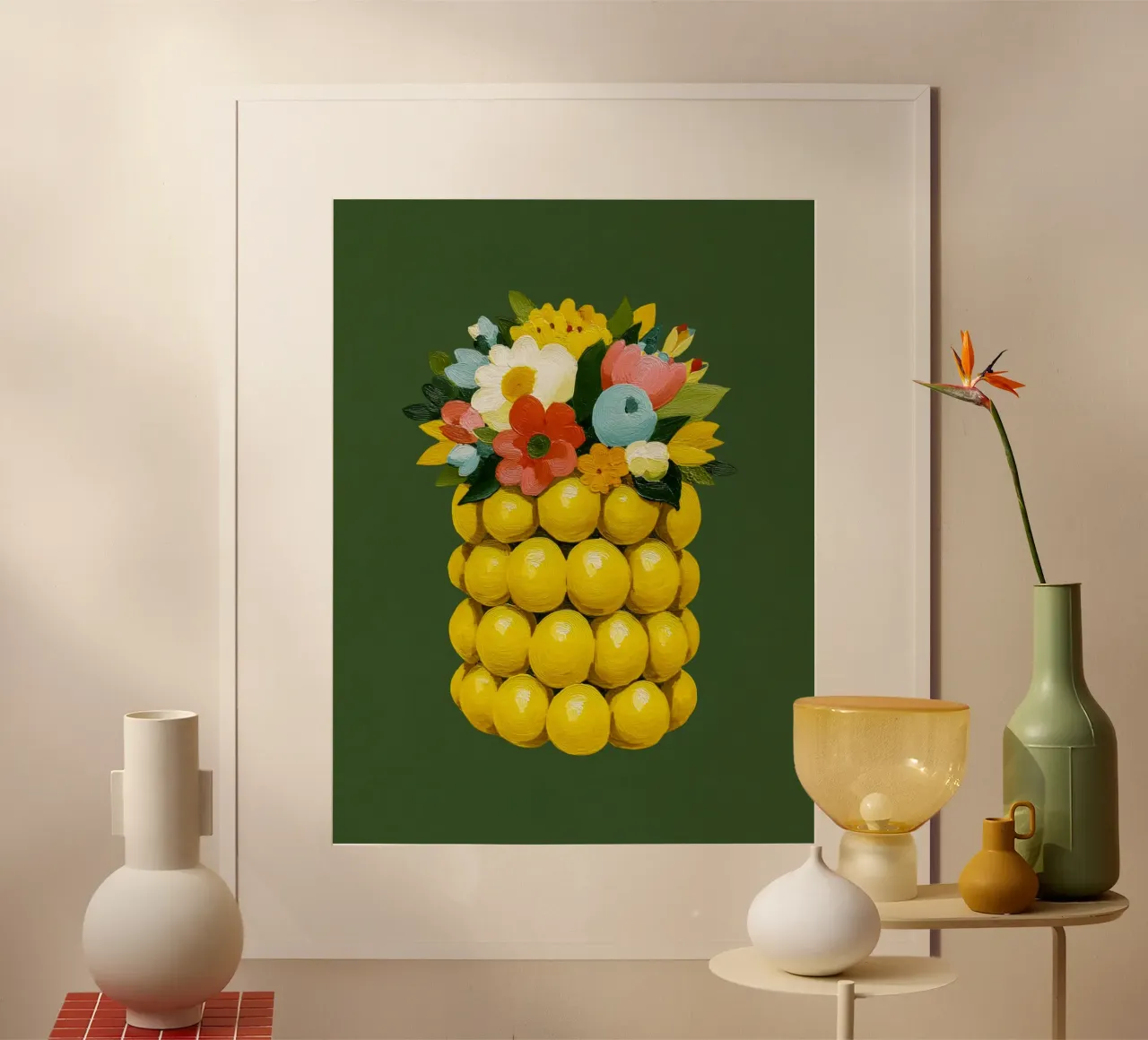 Zitronenvase Chic poster con telaio in alluminio da Carinaprint