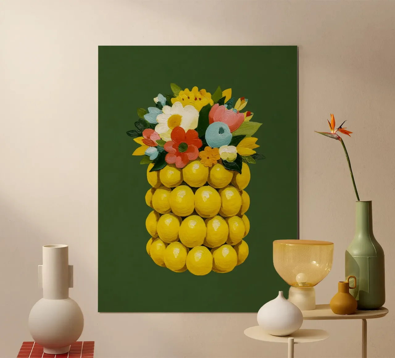 Zitronenvase Chic poster con telaio in alluminio da Carinaprint