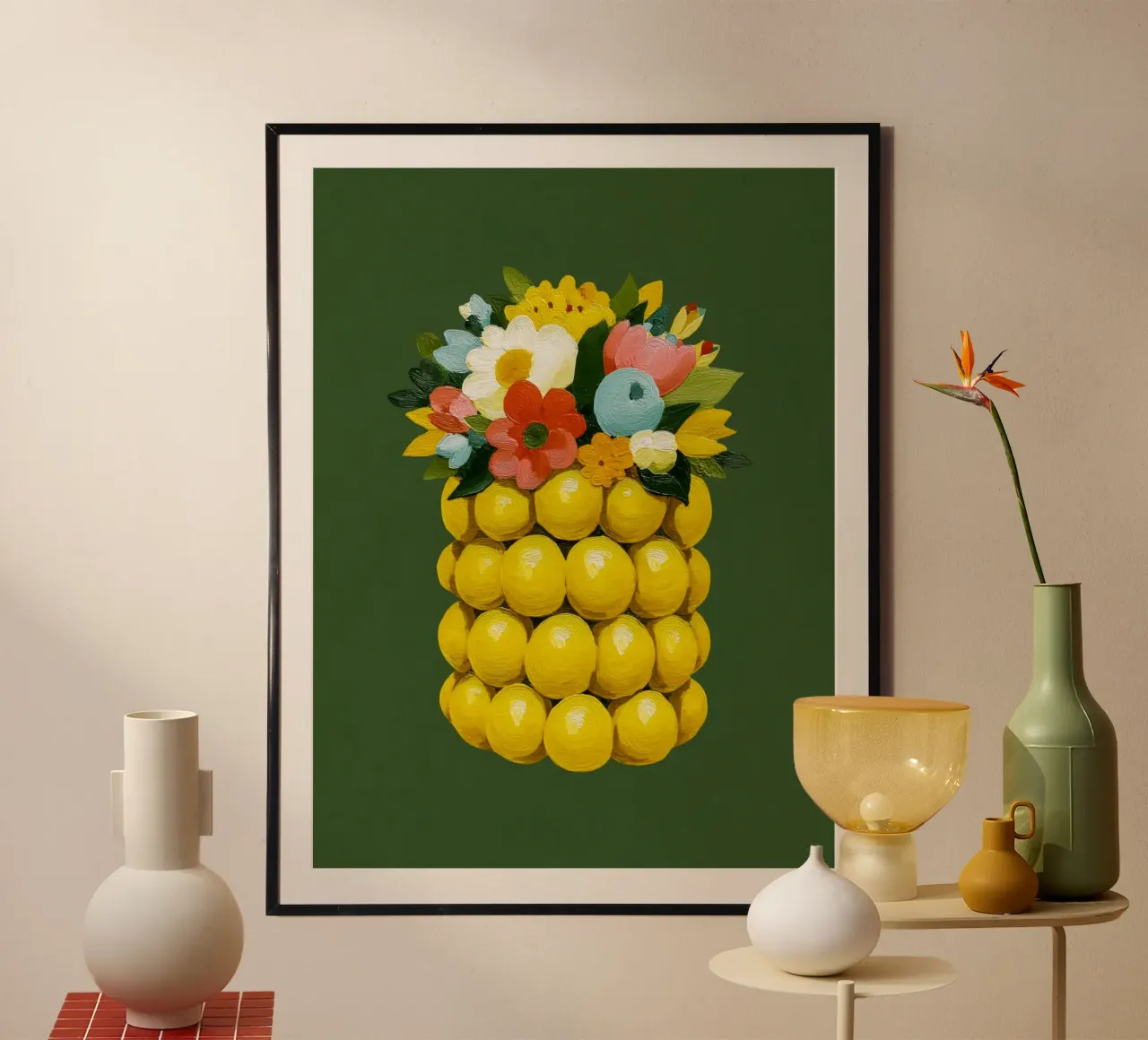 Zitronenvase Chic poster con telaio in alluminio da Carinaprint