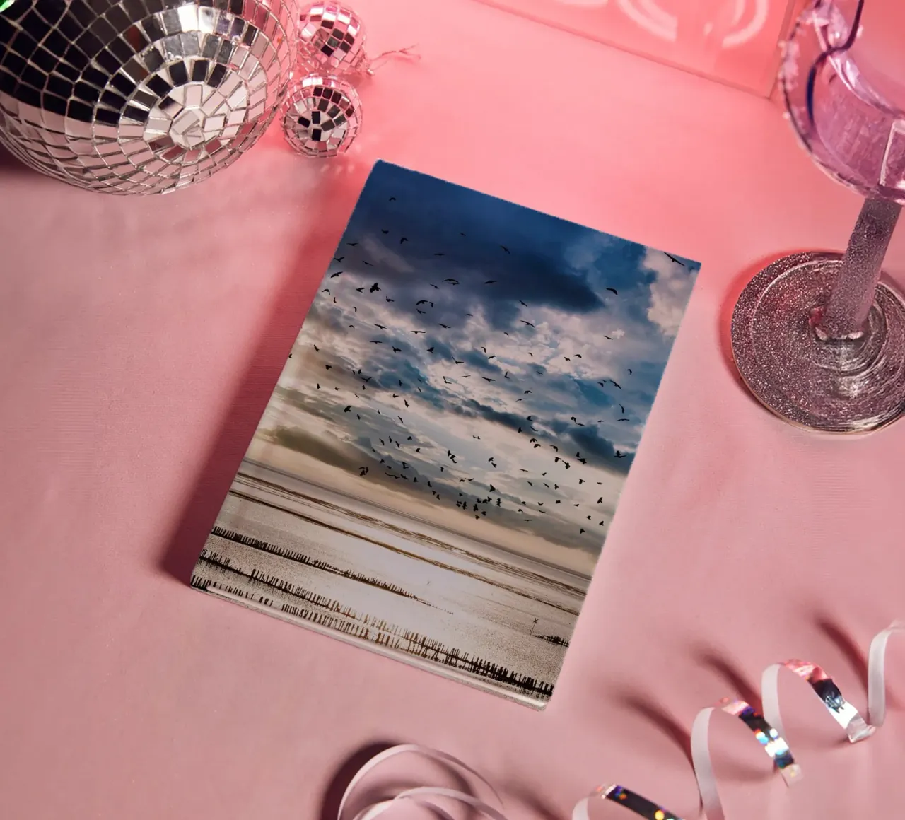 Wattlandschaft mit Vogelschwarm notebook by kosinsart.gallery
