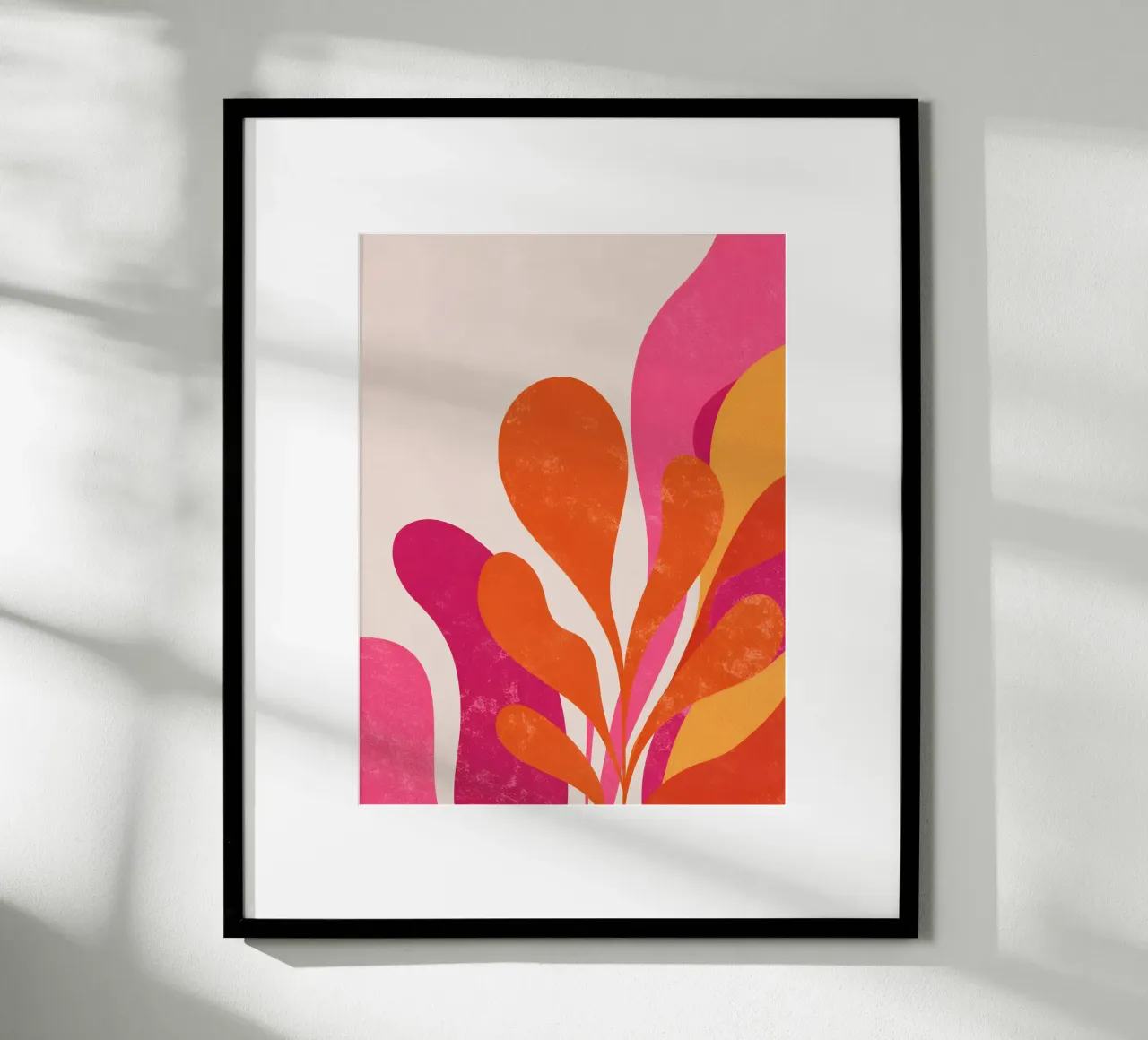 Pink and Orange Abstract poster con telaio in plastica da Gypsy Galleria
