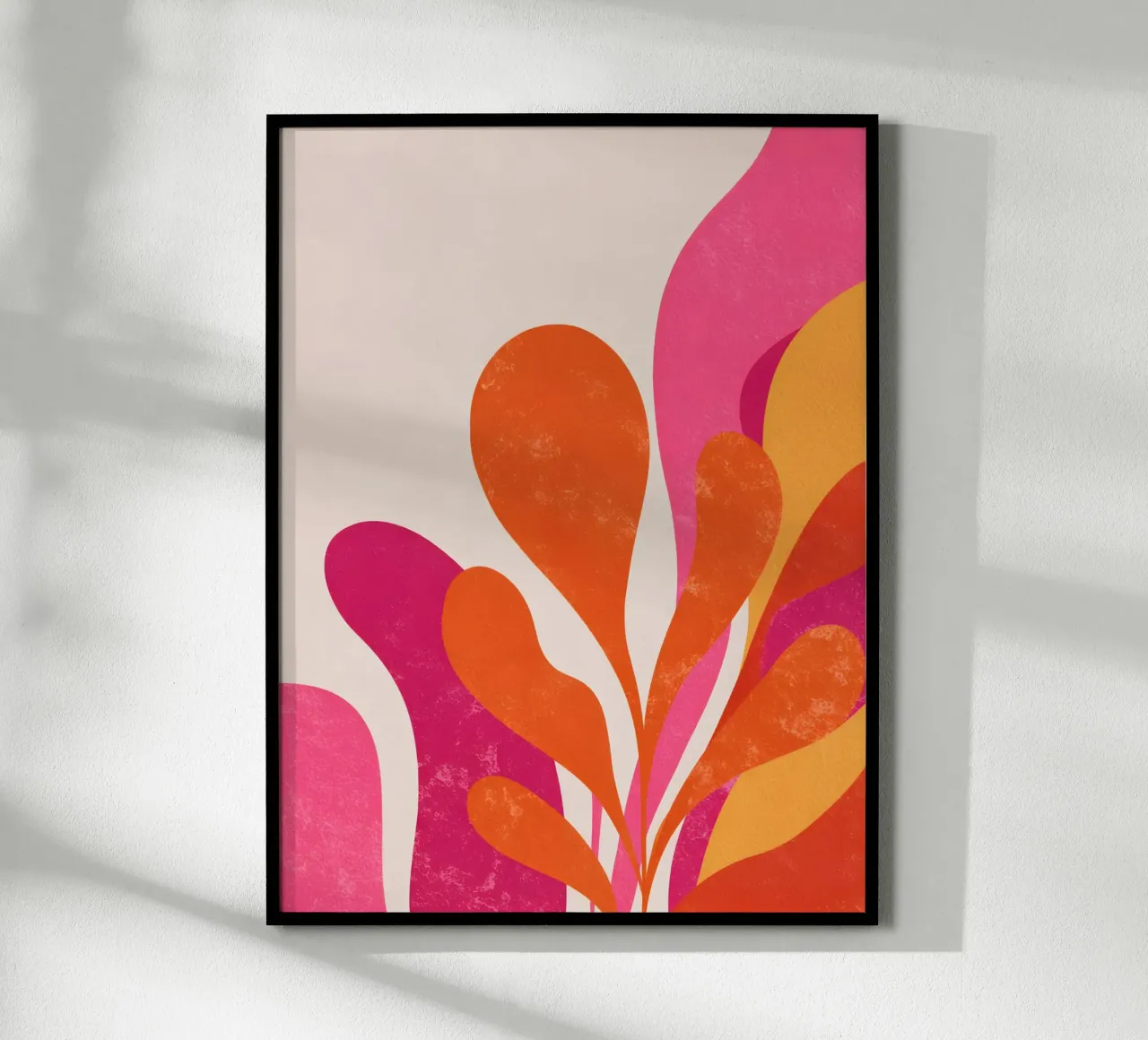 Pink and Orange Abstract poster con telaio in plastica da Gypsy Galleria