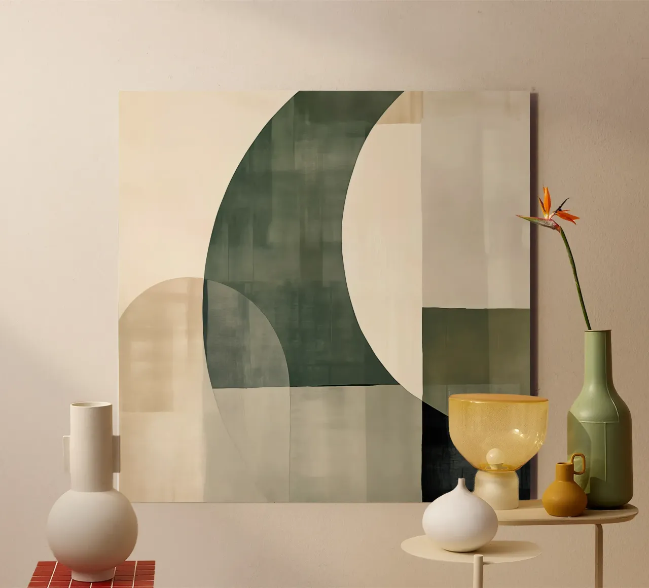 astratto bohémien nei colori verdi alluminio dibond da Imagine