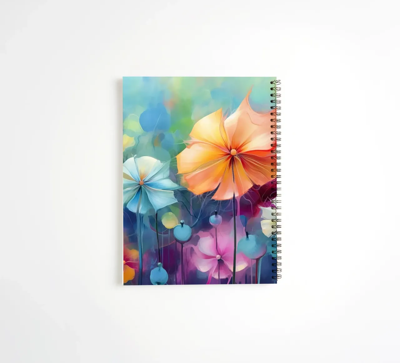 colourful abstract flowers spiral notebook by Imagine