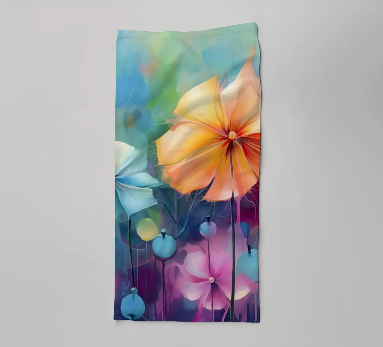 colourful abstract flowers towel by Imagine