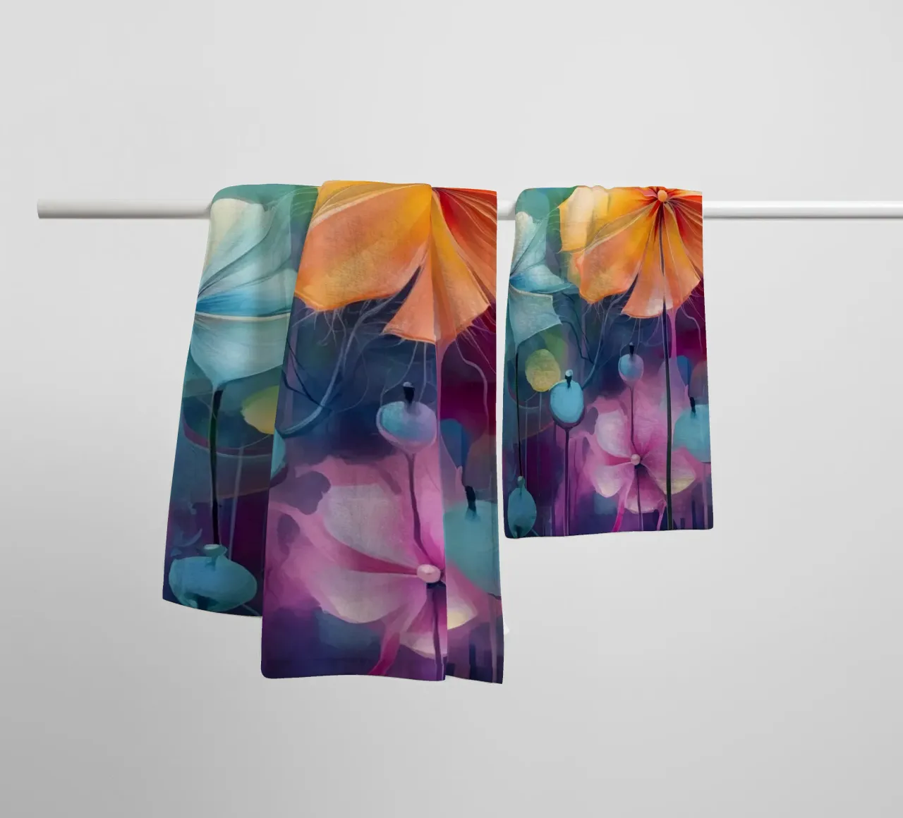 colourful abstract flowers towel by Imagine