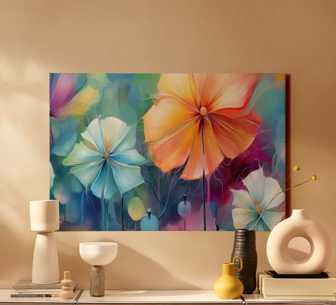 colourful abstract flowers canvas by Imagine