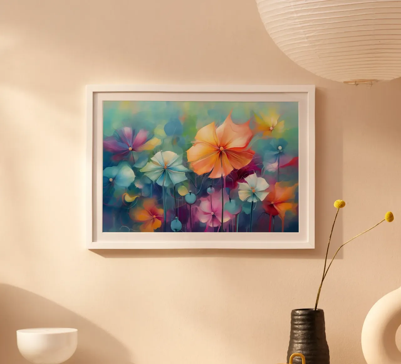 bunte abstrakte Blumen Poster von Imagine