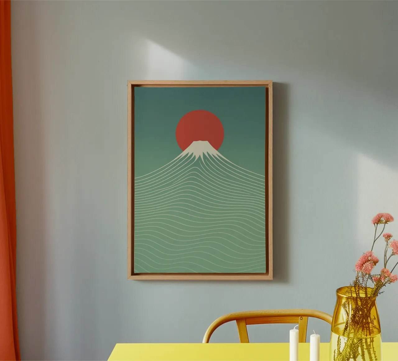 Fuji's Harmonious Rise canvas with Floater frame by Mosaic Dialogue
