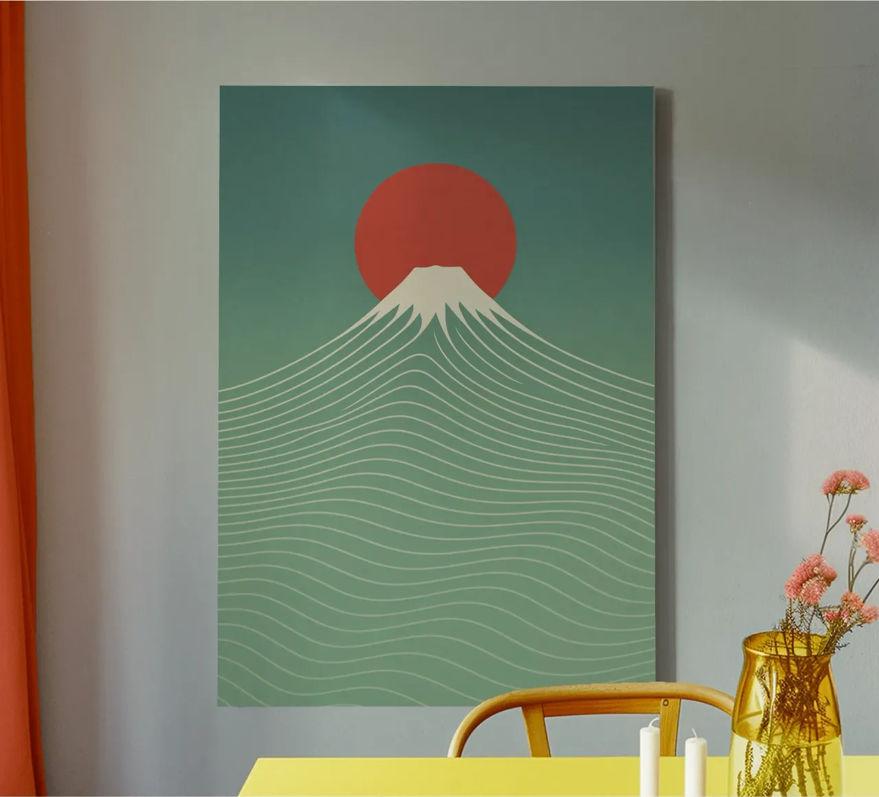 Fuji's Harmonious Rise canvas with Floater frame by Mosaic Dialogue