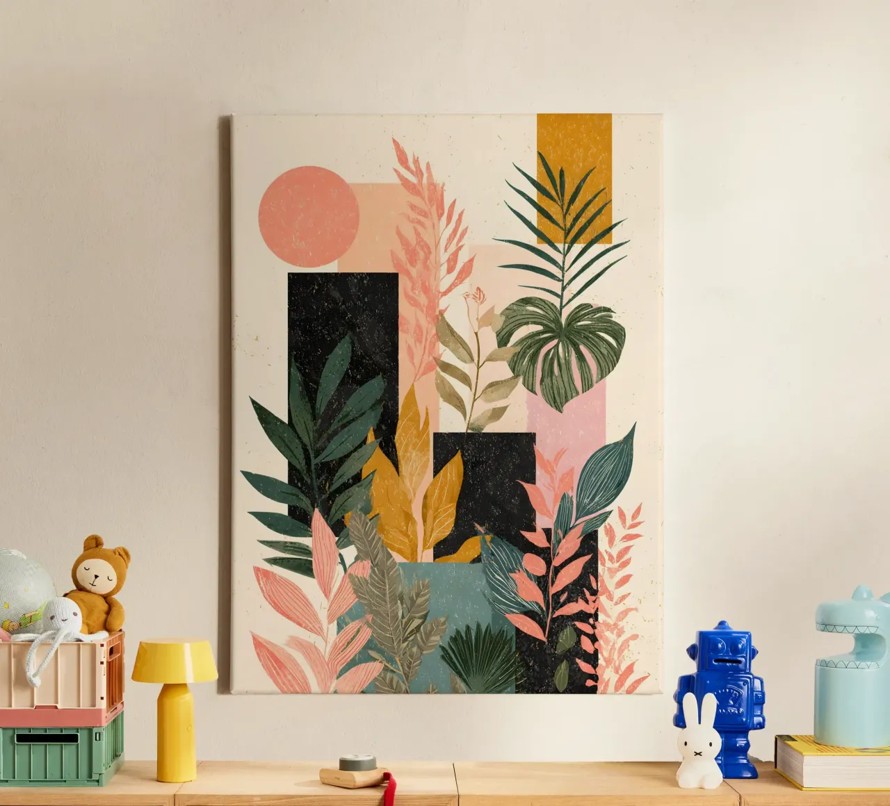 Abstract Pink Jungle tela con Cornice a cassetta da Gypsy Galleria