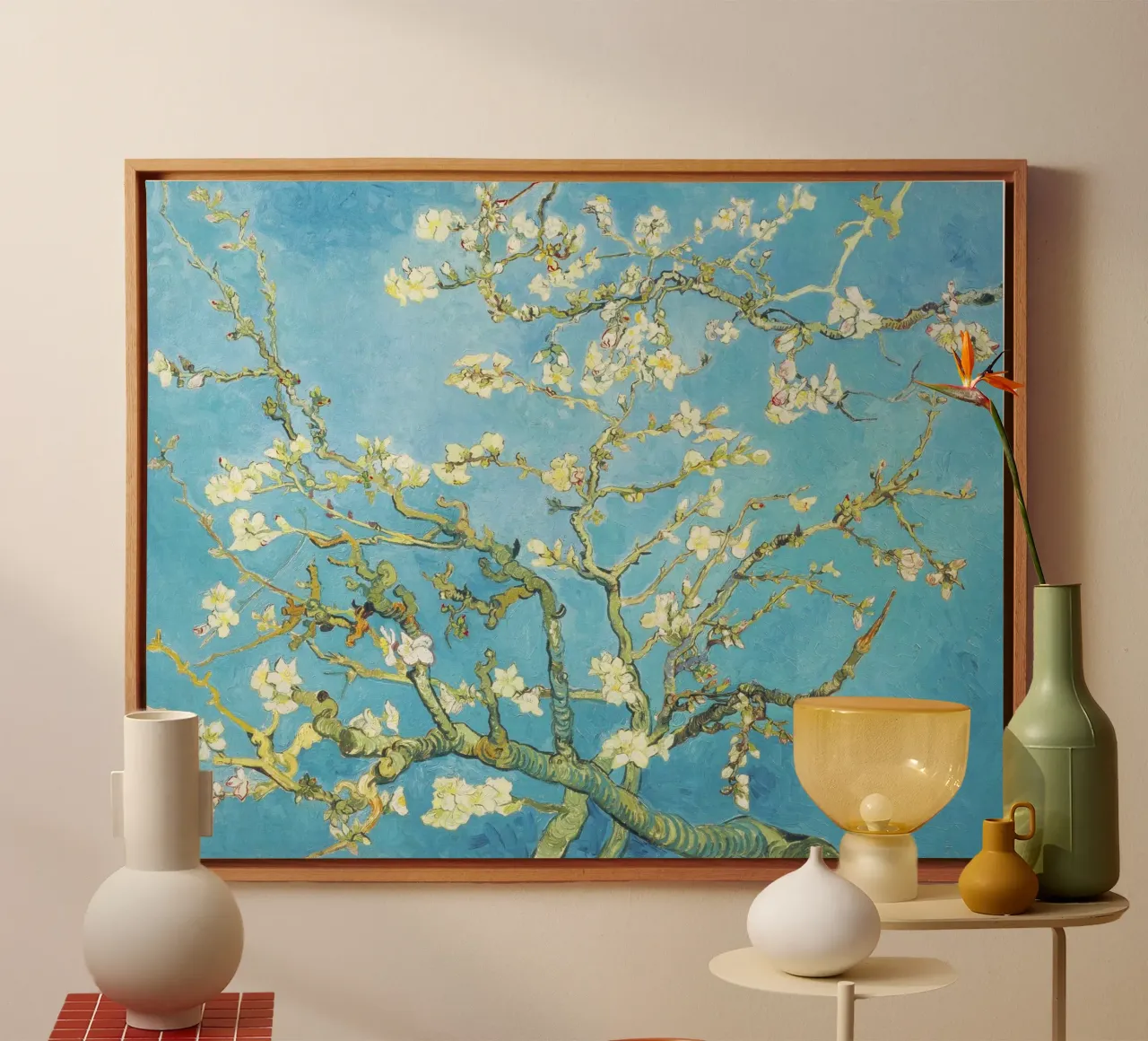 "Mandorlo in fiore (1890) - Stampa d'arte Van Gogh tela con Cornice a cassetta da Classic Art Prints