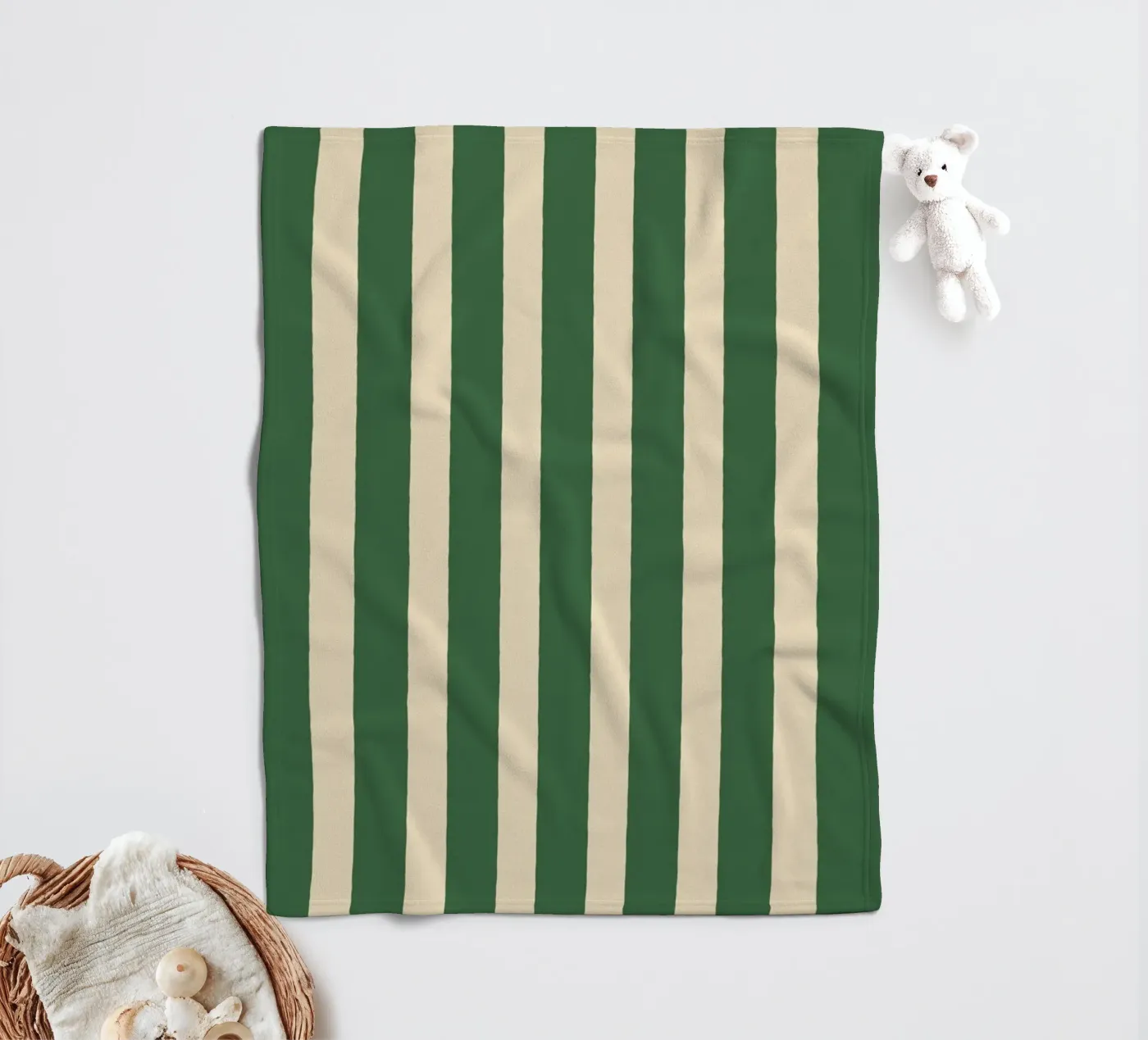 Simple Stripes Pattern - Green fleece blanket by MoonlightPrint