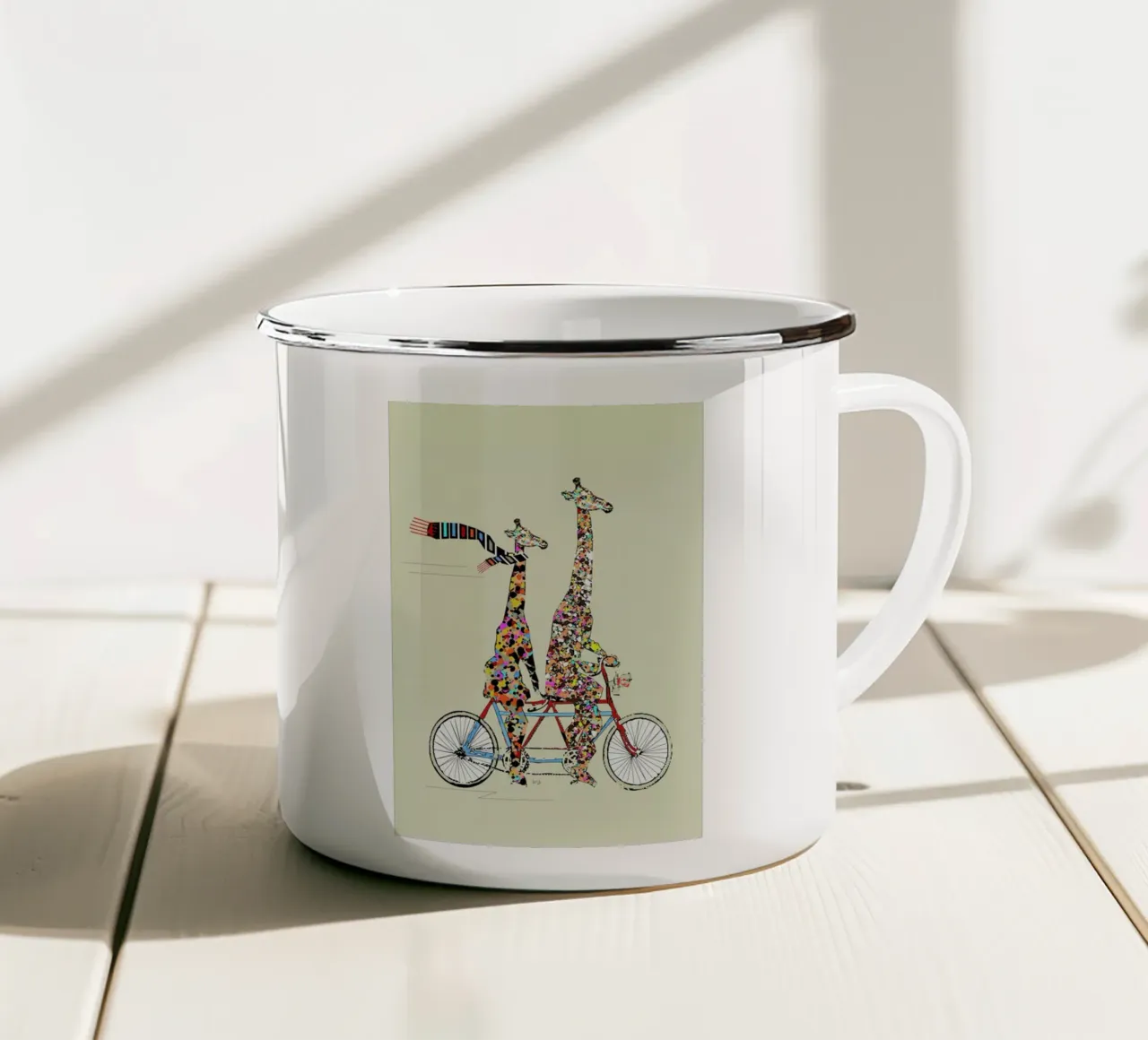 giraffes days lets tandem emaille mok van Brian Buckley