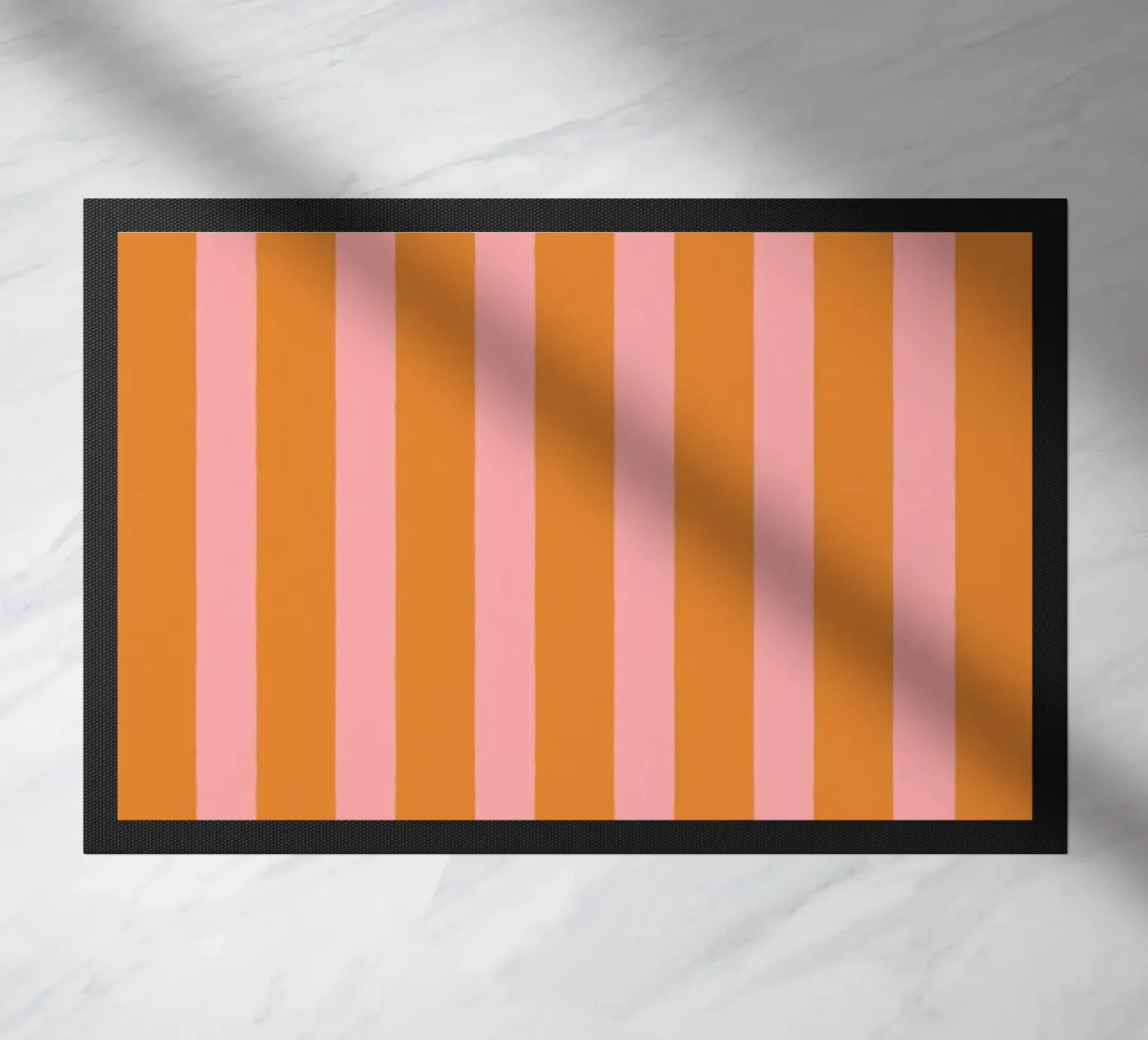 Simple Stripes Pattern - Orange Pink doormat by MoonlightPrint