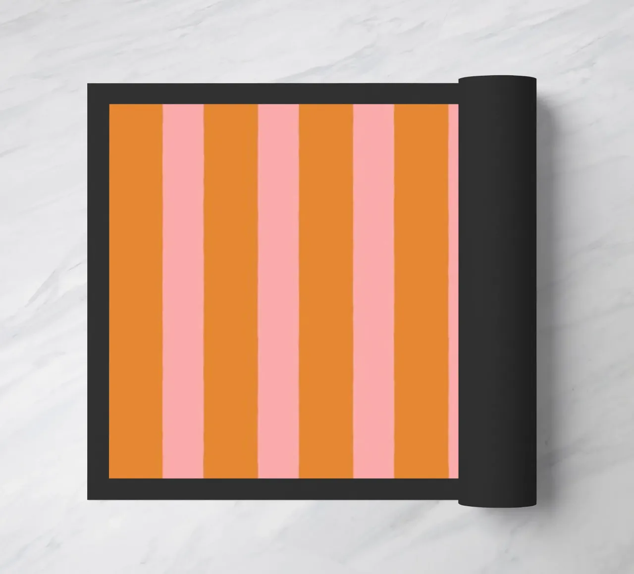 Simple Stripes Pattern - Orange Pink doormat by MoonlightPrint
