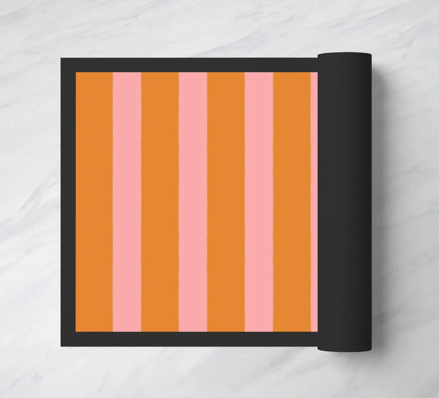 Simple Stripes Pattern - Orange Pink doormat by MoonlightPrint