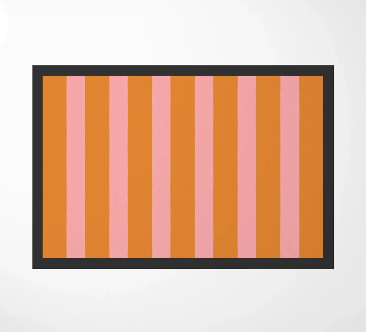 Simple Stripes Pattern - Orange Pink doormat by MoonlightPrint