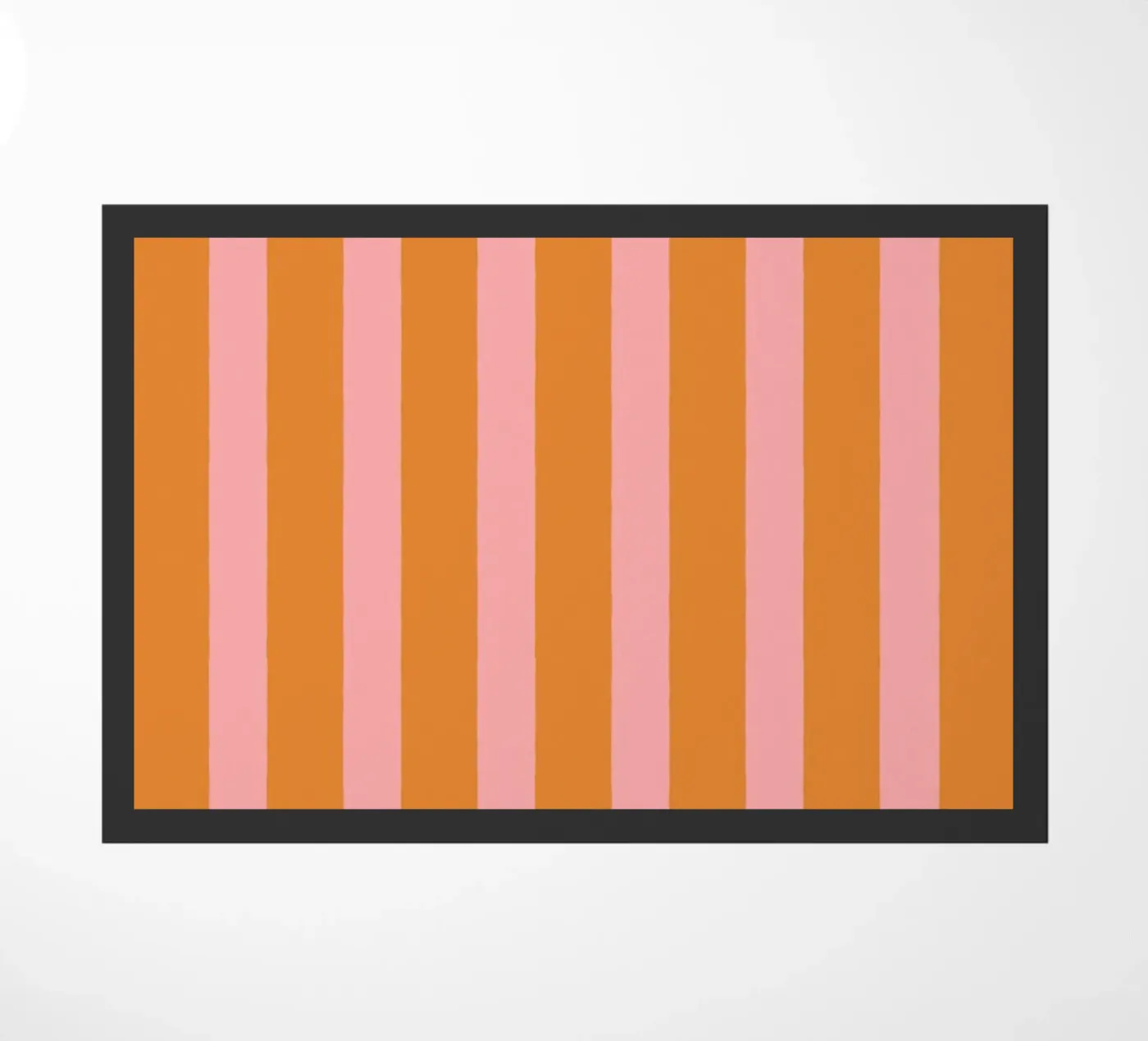 Simple Stripes Pattern - Orange Pink doormat by MoonlightPrint