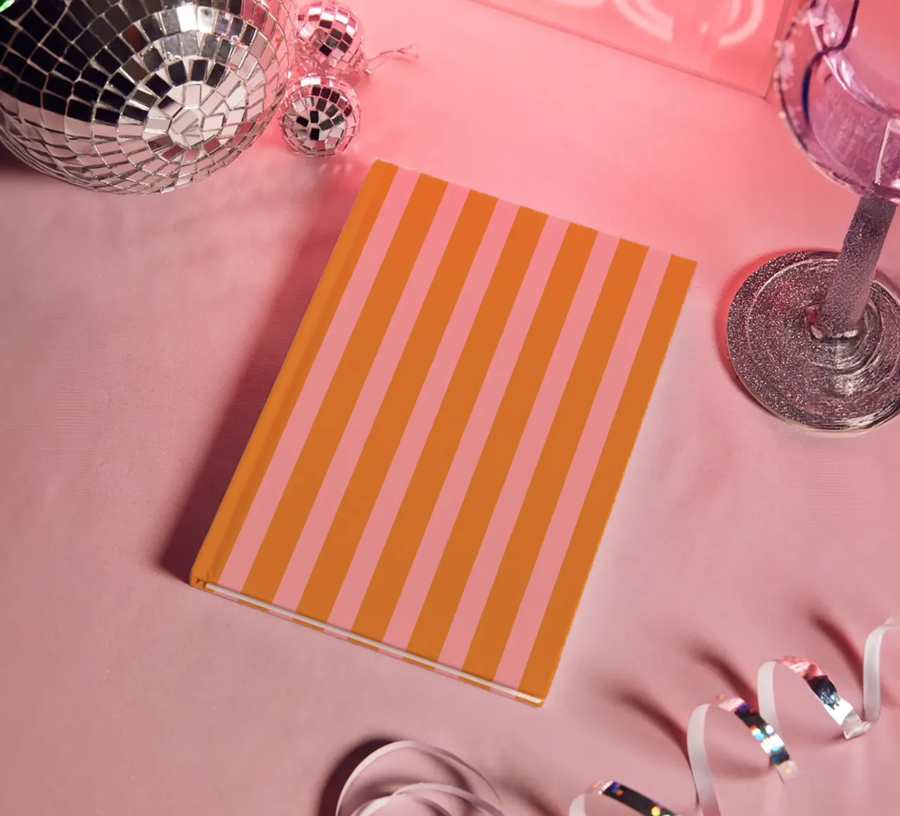 Simple Stripes Pattern - Orange Pink notebook by MoonlightPrint