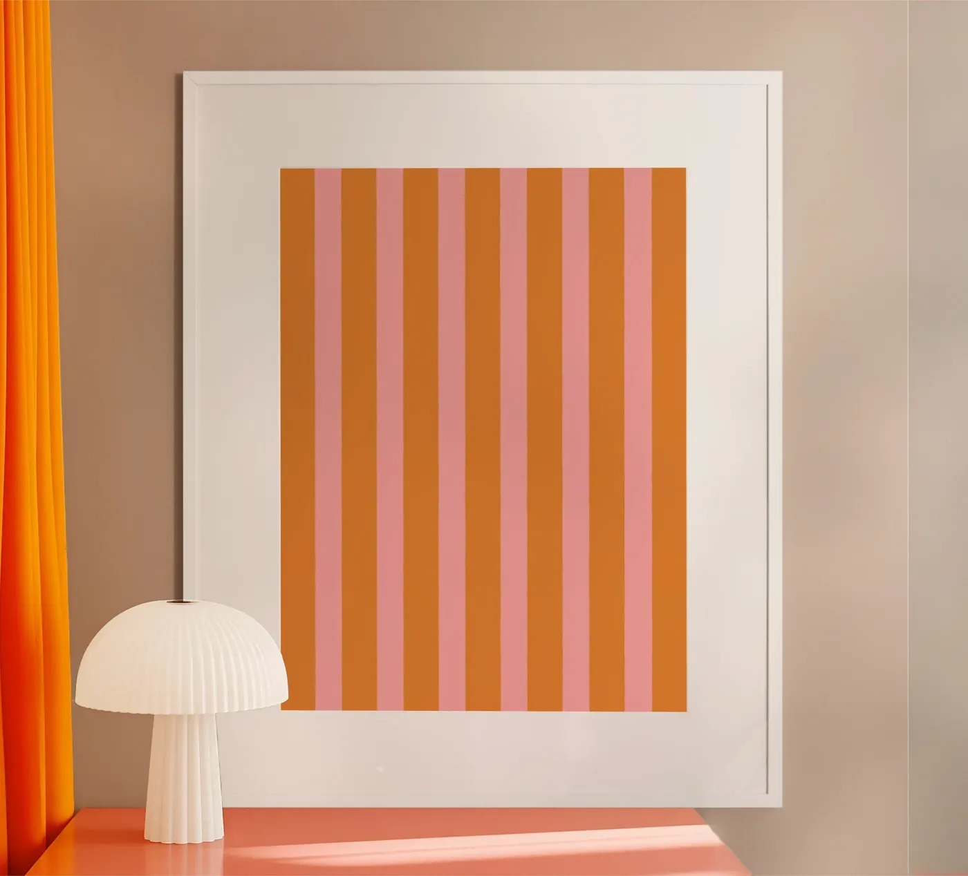 Simple Stripes Pattern - Orange Pink poster by MoonlightPrint