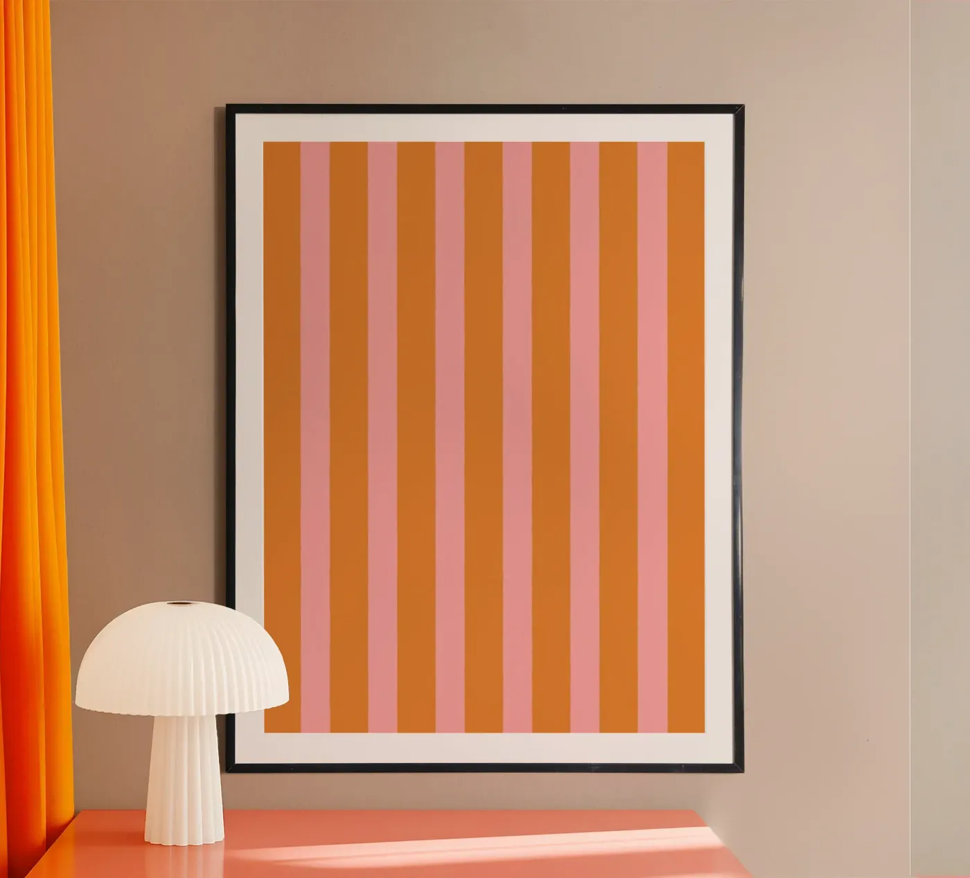 Simple Stripes Pattern - Orange Pink poster by MoonlightPrint