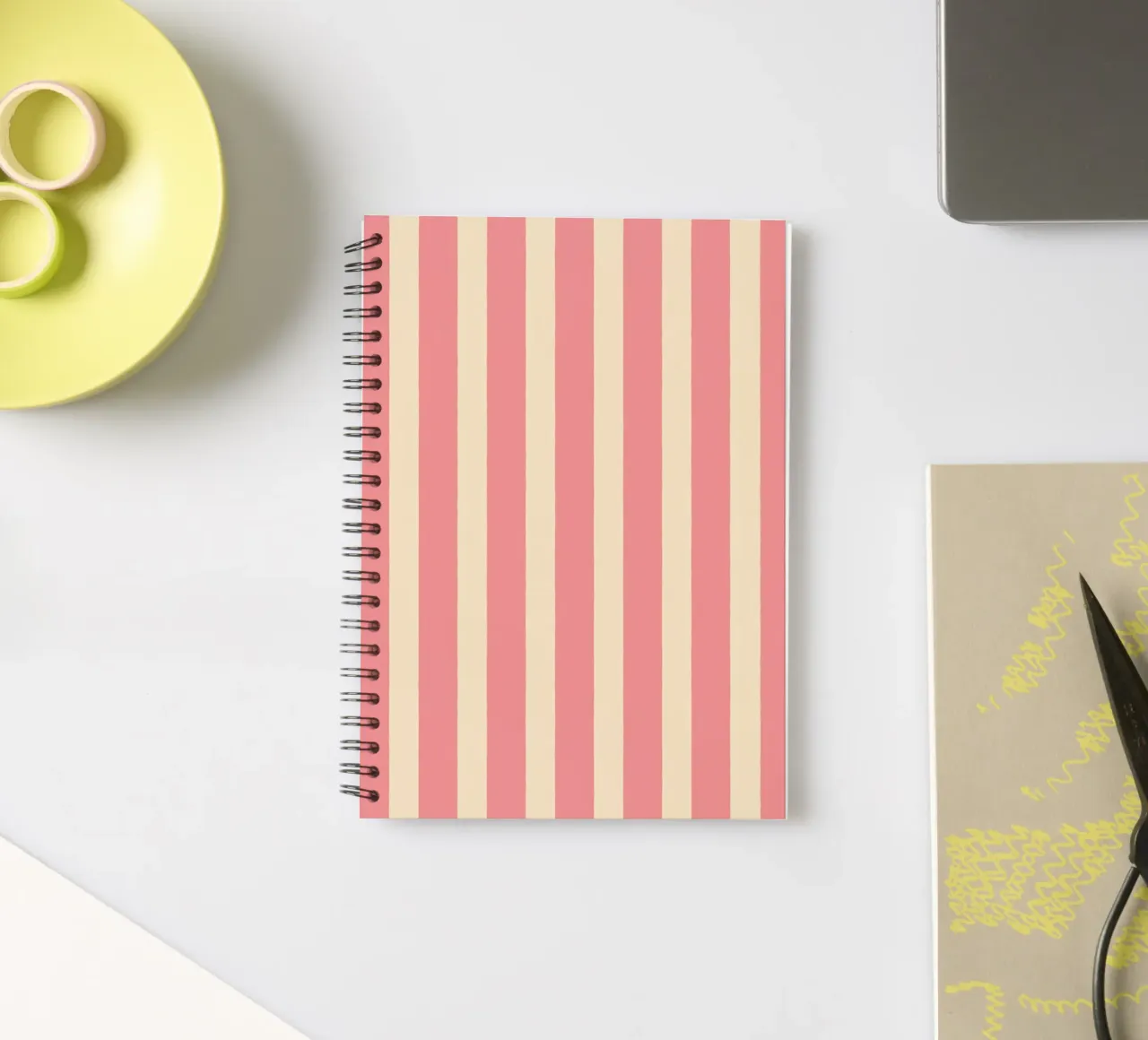 Simple Stripes Pattern - Pink spiral notebook by MoonlightPrint